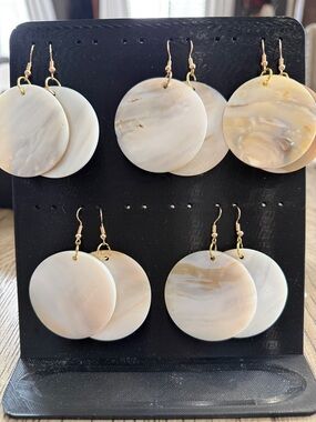 5- pair Flat Shell Assorted Hawaiian Style earrings hypoallergenic